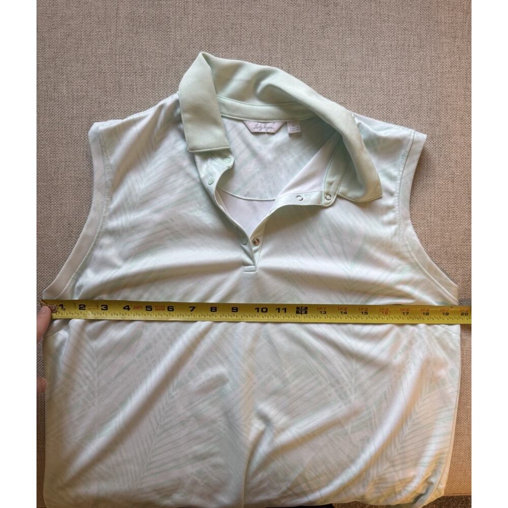 Lady Hagen Golf Polo Womens Large Sleeveless Mint Palm Print Tennis Pickleball - Picture 7 of 9